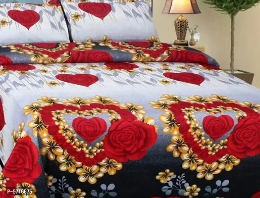 COTTON  BED SHEET RED  FLOWERS  WHITE  SHADE-thumb0