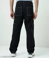 Stylish Black Denim Solid Jeans For Men-thumb1
