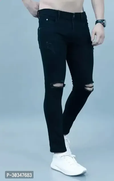 Stylish Black Denim Jeans for Men-thumb0