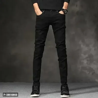 Trendy Denim Black Solid Jeans For Men