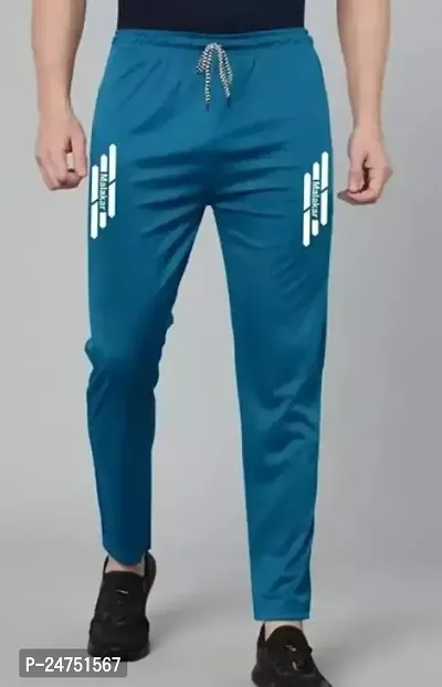 Stylish Solid Polyester Blend Track Pants For Men-thumb0