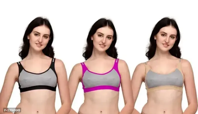 Fancy Cotton Blend Sports Bra For Women Pack Of S17