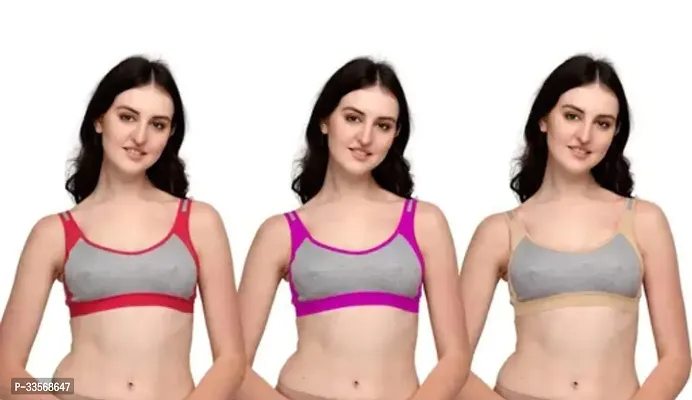 Fancy Cotton Blend Sports Bra For Women Pack Of 3