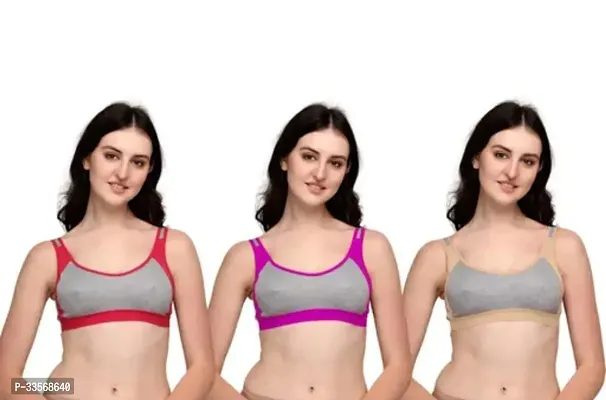 Fancy Cotton Blend Sports Bra For Women Pack Of S17