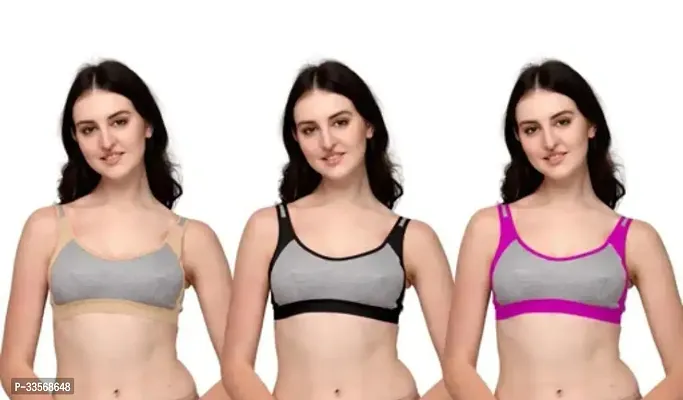 Fancy Cotton Blend Sports Bra For Women Pack Of S17