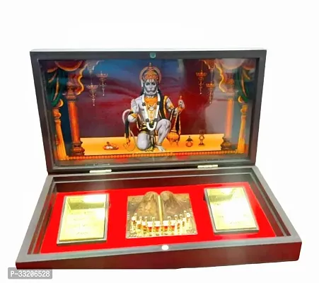 Hanuman Ji Charan Paduka with Golden Finish Worship Rectangular Showpiece-thumb0