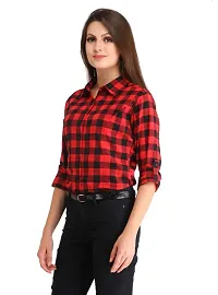 Red Cotton Checked Regular Fit Shirt-thumb1