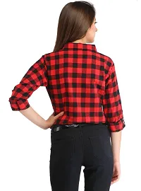 Red Cotton Checked Regular Fit Shirt-thumb2