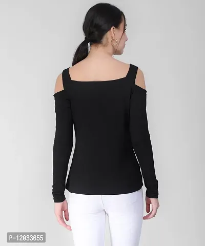 Trendy Women Black Cold Shoulder Top-thumb2