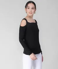 Trendy Women Black Cold Shoulder Top-thumb2