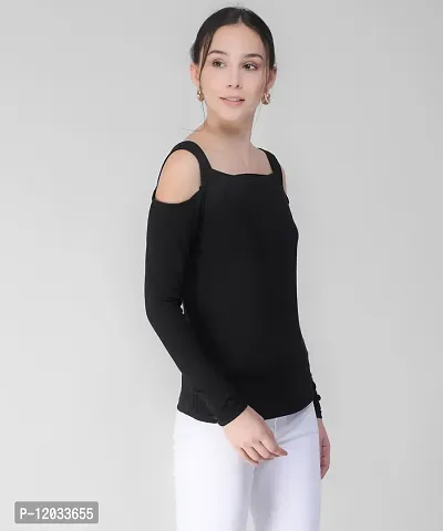 Trendy Women Black Cold Shoulder Top-thumb3