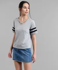 Trendy Women Grey Cross Neck Top-thumb2