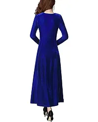Women Royal Blue Velvet Long Dress-thumb2