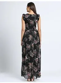 Stylish Georgette Black Printed Dress For Women-thumb2