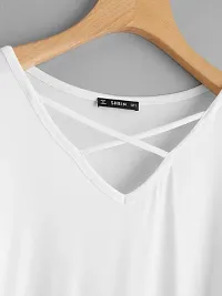 Vivient Women White Plain Cross Neck Top-thumb2