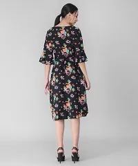Vivient Women Black High Floral Printed Midi Dress-thumb4