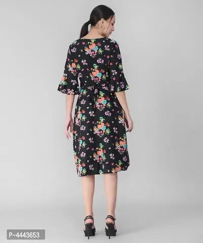 Vivient Women Black High Floral Printed Midi Dress-thumb5
