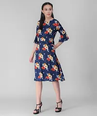 Stylish Crepe Navy Blue Printed Dress For Women-thumb2