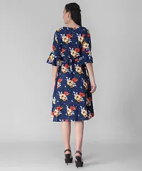 Stylish Crepe Navy Blue Printed Dress For Women-thumb3