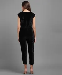 Vivient Women Black Plain Velvet Jumpsuits-thumb3