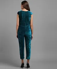 Vivient Women Dark Green Plain Velvet Jumpsuits-thumb2