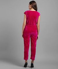 Vivient Women Pink Plain Velvet Jumpsuits-thumb1