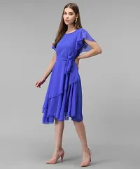 Stylish Georgette Blue Solid Dress For Women-thumb1