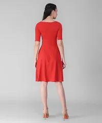 Stylish Cotton Blend Red Solid Dress For Women-thumb3