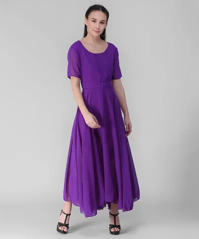 Georgette Solid Long Dresses