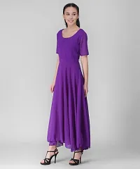 Vivient Women Purple Plain Georgette Dress-thumb1