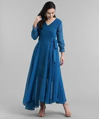 Stylish Georgette Blue Solid Dress For Women-thumb2