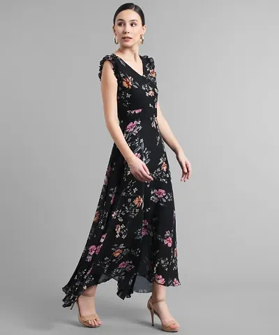 Elizy Women Base Floral Georgette Maxi Dress