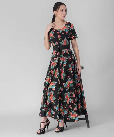 StyleRoad - Printed Crepe Long Dress