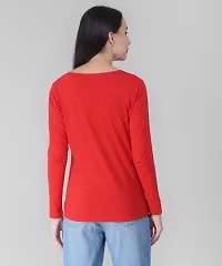 Vivient Women Red Button Plain Tshirt-thumb3