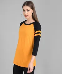 Vivient Women Mustured Plain Black Sleeve T-shirt-thumb1