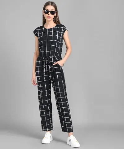Trendy Printed Front Knot Jumpsuits- For Women