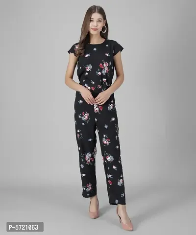 Vivient women Black Base floral printed jumpsuits-thumb0