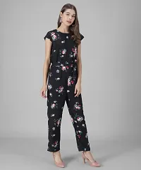 Vivient women Black Base floral printed jumpsuits-thumb1