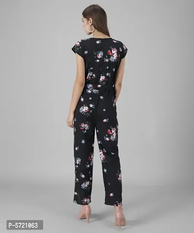 Vivient women Black Base floral printed jumpsuits-thumb3