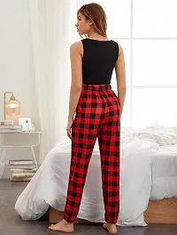 Women Red Check Printed Cotton Lower-thumb1