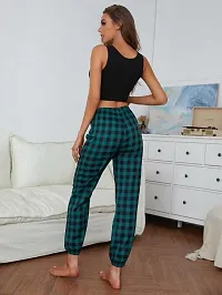 Women Green Check Printed Cotton Lower-thumb1