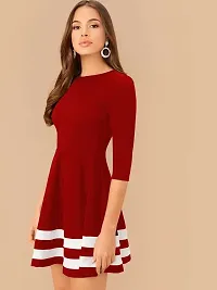 Stylish Cotton Blend Maroon Solid Dress For Women-thumb1