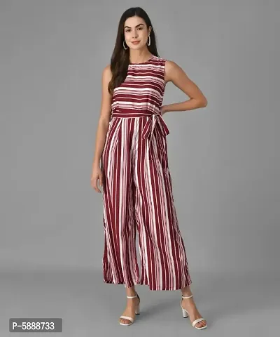 Women  Striped  Red n Maroon Fit n Flare Jumpsuits