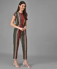 Women Striped Maroon n Green Straight Leg Jumpsuits-thumb1