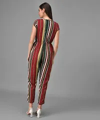 Women Striped Maroon n Green Straight Leg Jumpsuits-thumb2