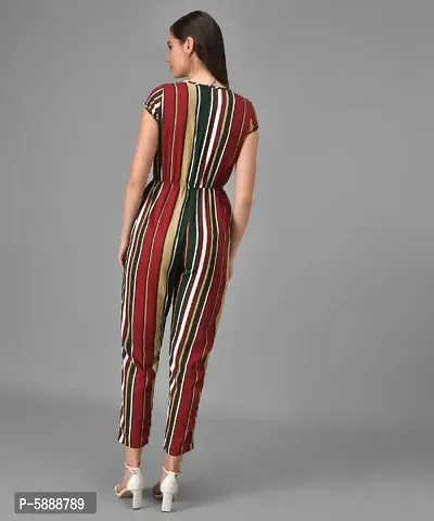 Women Striped Maroon n Green Straight Leg Jumpsuits-thumb3