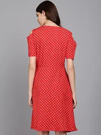 Women Crepe White Polka Dot Dress-thumb2