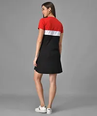 Black White Red Colourblocked T-Shirt Dress For Women-thumb2