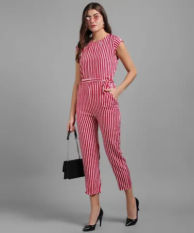 Trendy Printed Front Knot Jumpsuits For Women