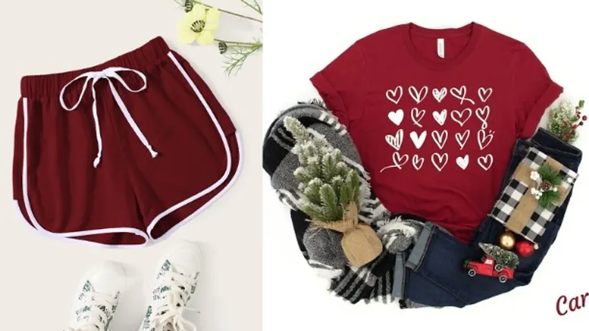 Women Shorts Hearts Printed T-Shirt Combo